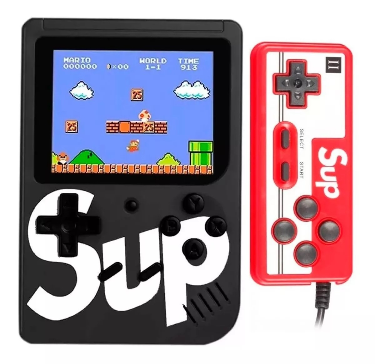 Mini Game Boy Portátil Sup Led 3'' com Controle Preto Street Case
