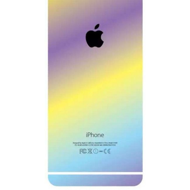 Película de Vidro Temperado Frente e Verso Color Full para IPhone 5/5S - Amarelo, Roxo e Azul