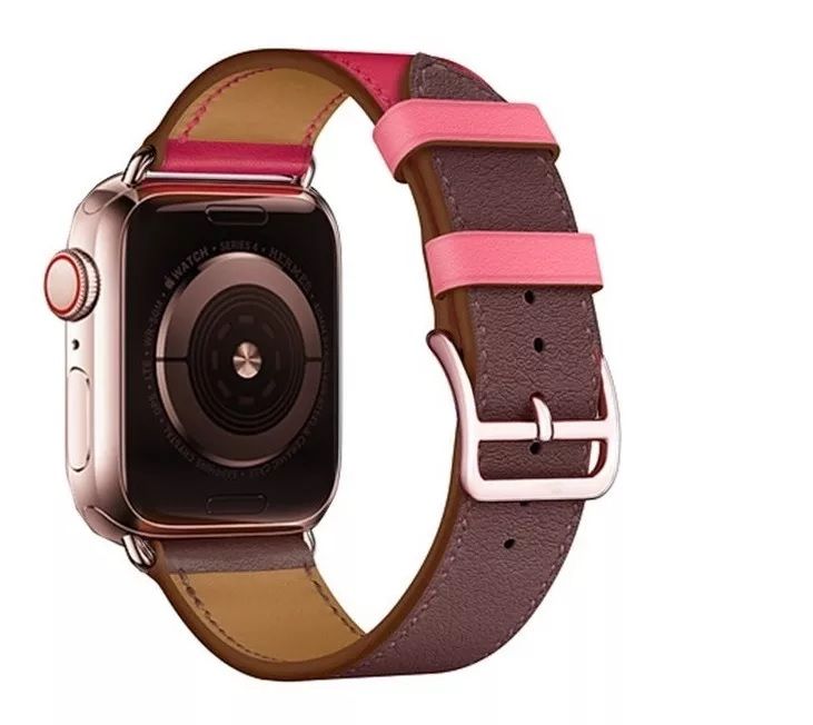 Pulseira de Couro Simple Tour para Apple Watch 42/44mm - Bordô e Pink