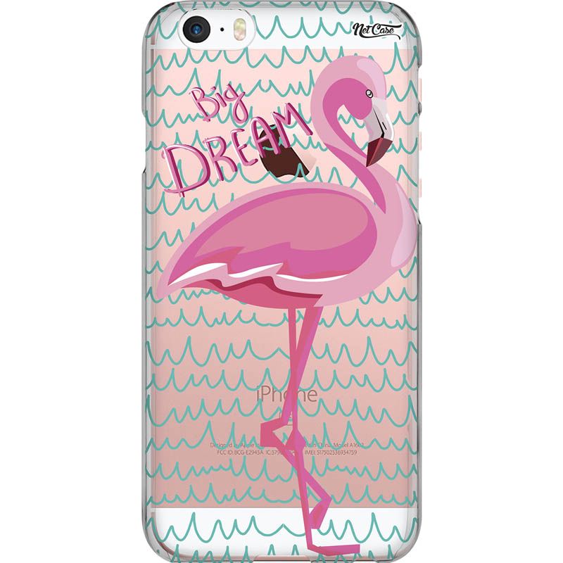 Capa Silicone NetCase Transparente Big Dream Flamingo