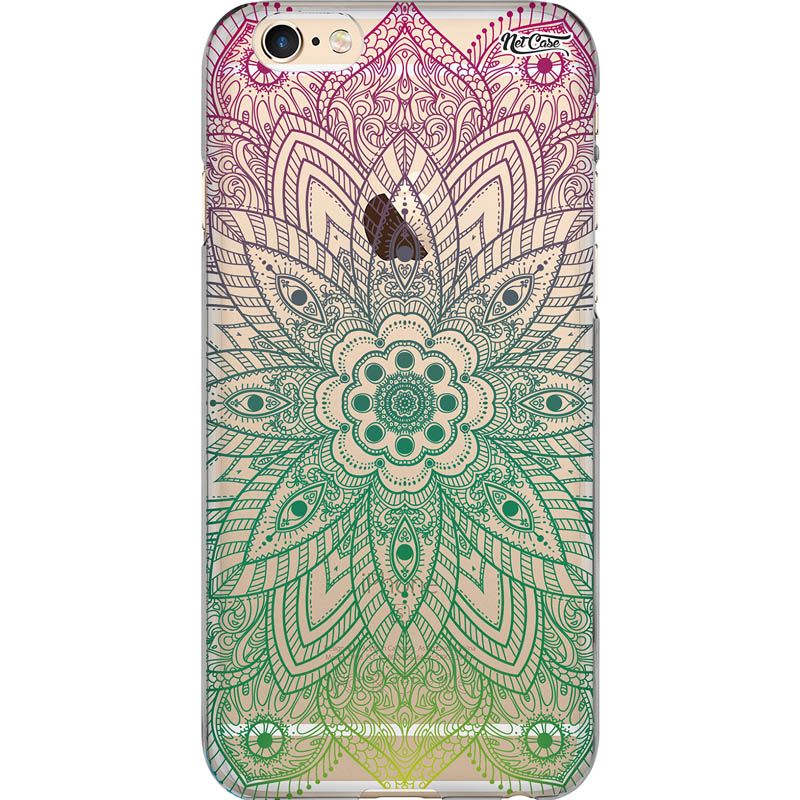 Capa Silicone NetCase Transparente Mandala Flor Verde e Bordô