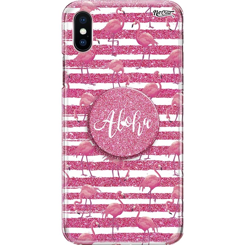 Capa Netcase Glitter + Pop 3in1 Pink - Flamingos Faixas