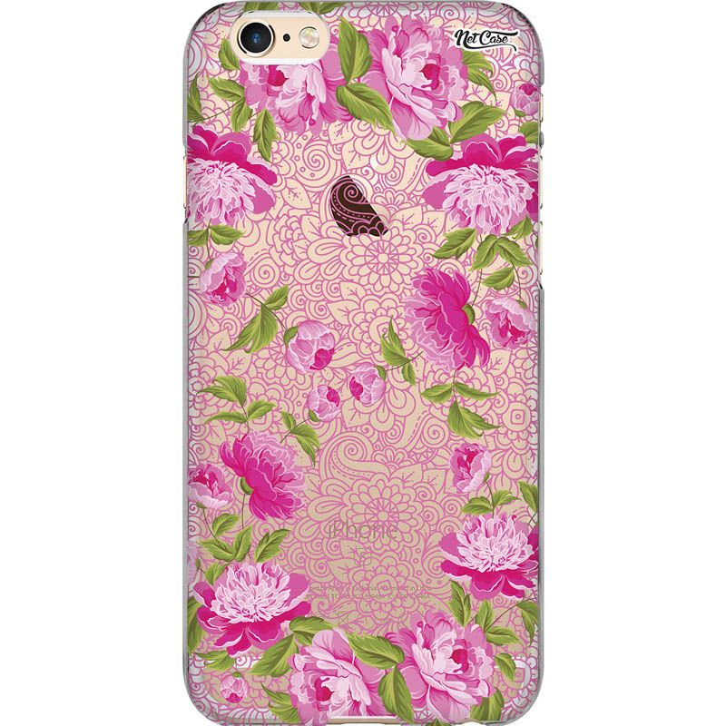 Capa Silicone NetCase Transparente Mandalas em Flor Rosa