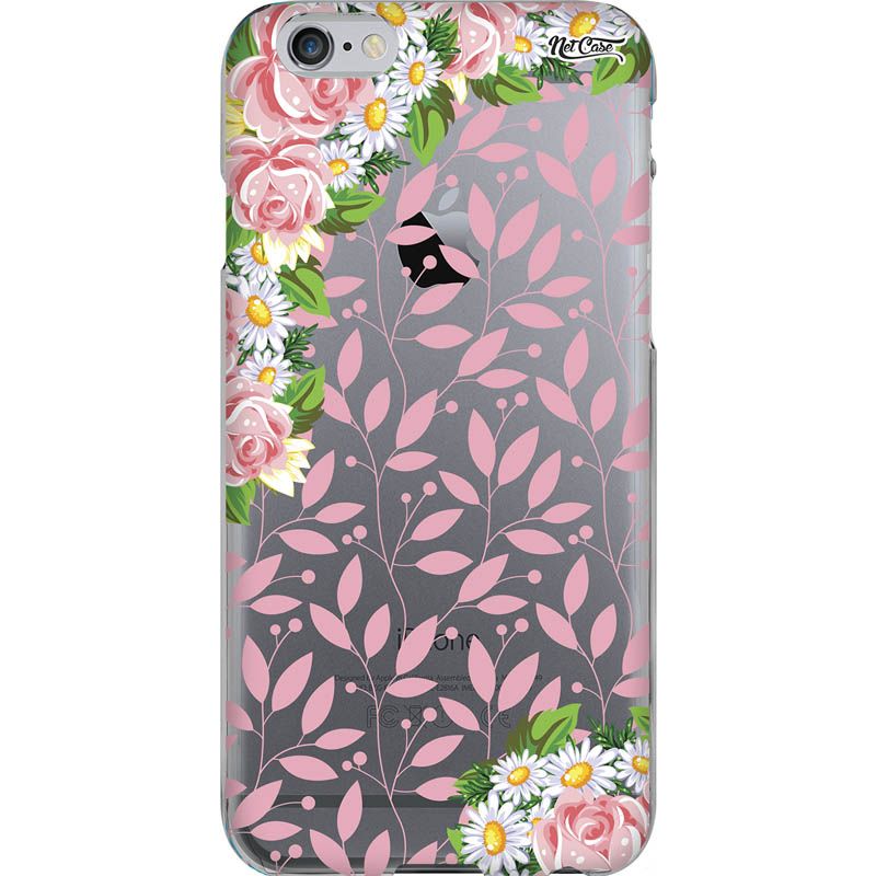 Capa Silicone NetCase Transparente Arranjos Margaridas e Rosas