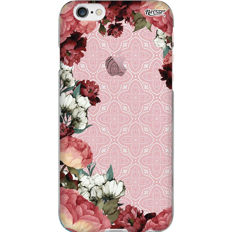 Capa Silicone NetCase Transparente Floral Vermelho