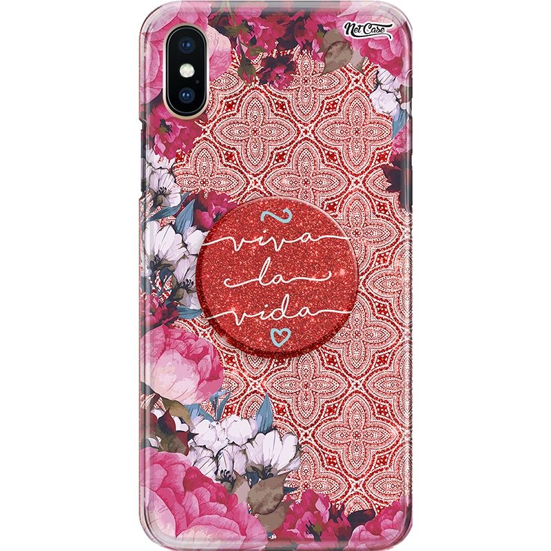 Capa Netcase Glitter + Pop 3in1 Vermelho - Floral Vermelho