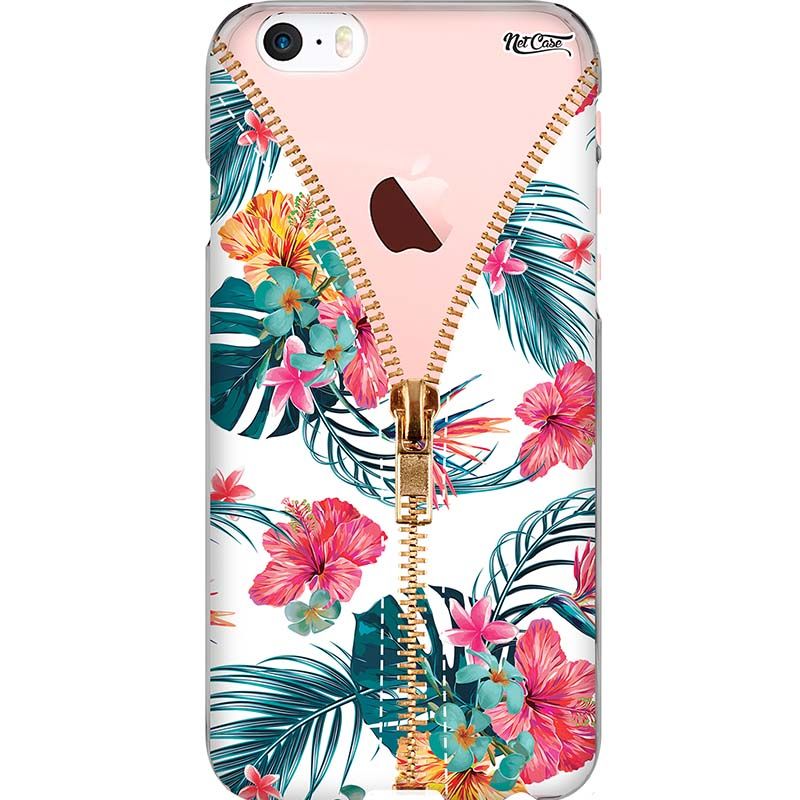 Capa Silicone NetCase Transparente Zipper Flowers