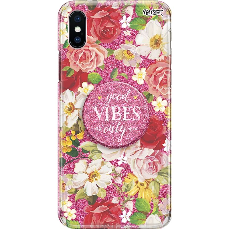 Capa Netcase Glitter + Pop 3in1 Pink - Jardim de Flores Coloridas