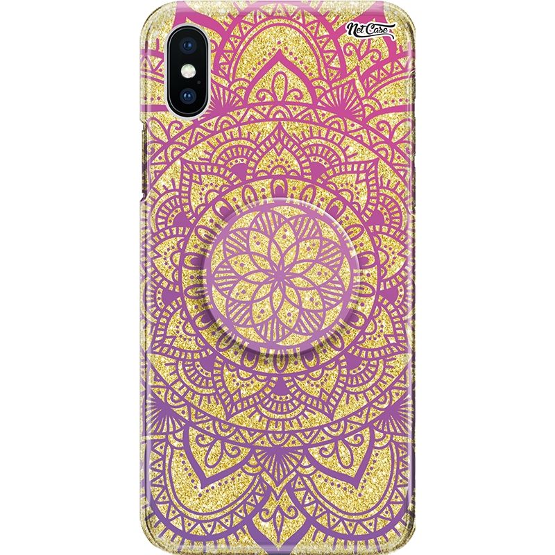 Capa Netcase Glitter + Pop 3in1 Dourado - Mandala Pink e Violeta