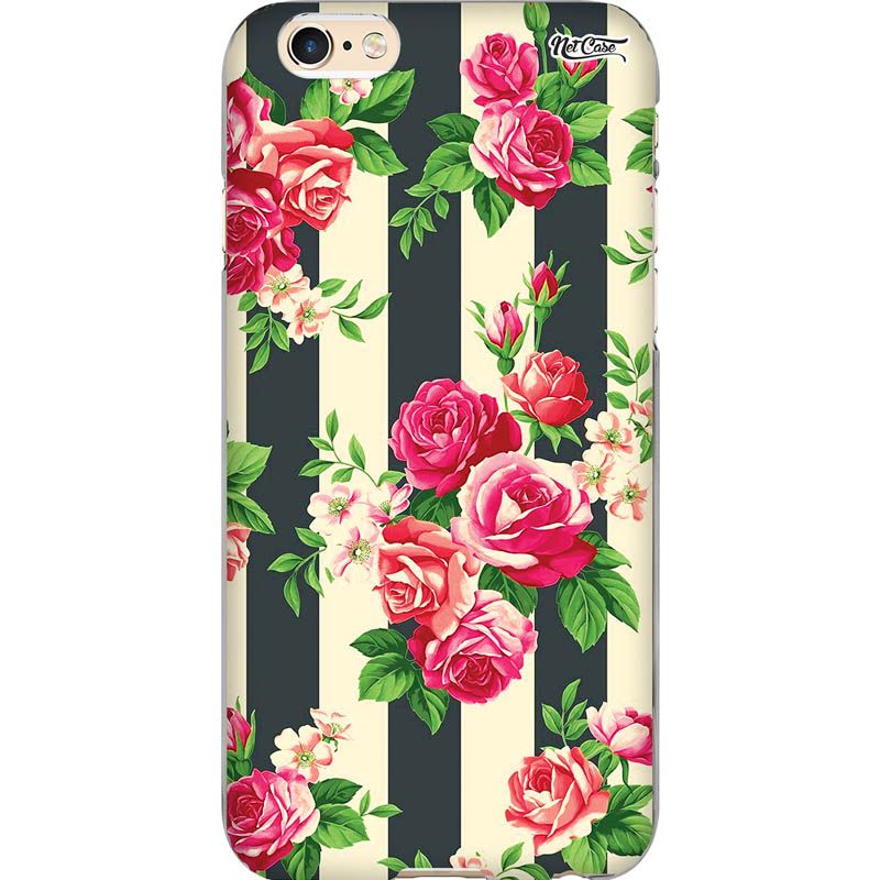 Capa Silicone NetCase Chapada Roses: Black and White Stripes