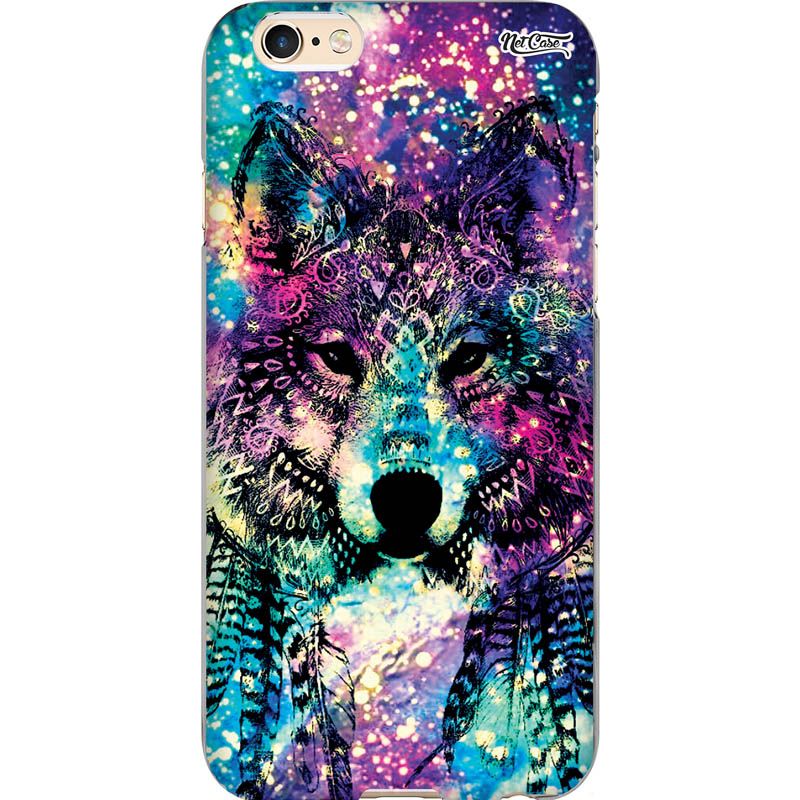 Capa Silicone NetCase Chapada Mandala Lobo Aquarela