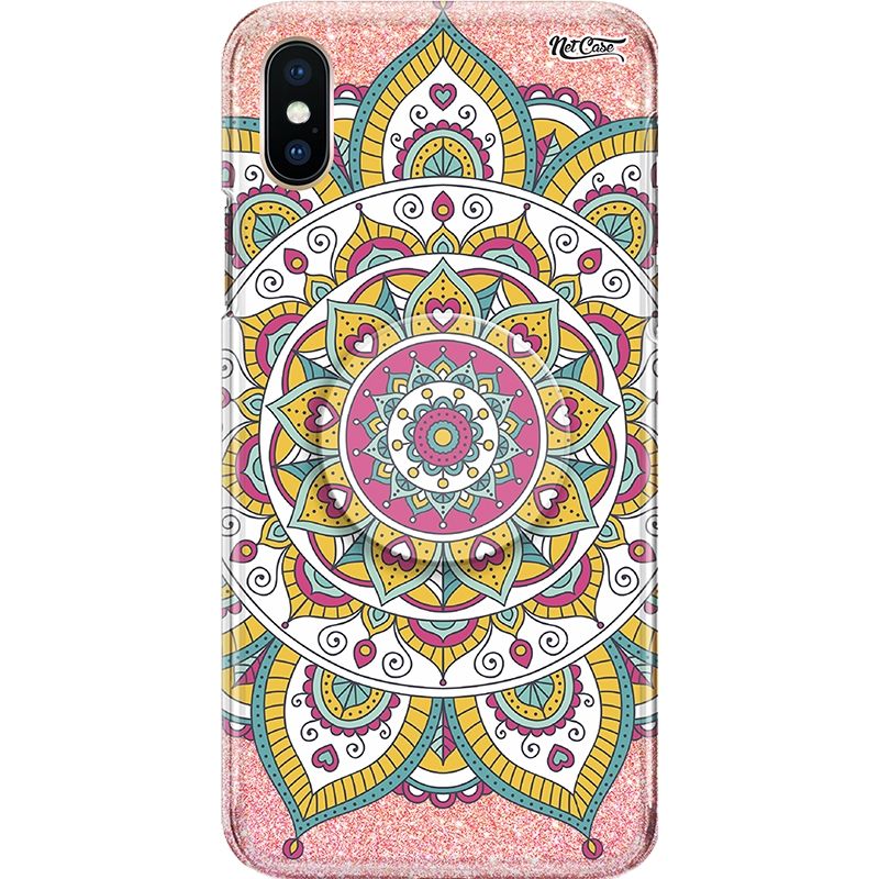 Capa Netcase Glitter + Pop 3in1 Rosê - Mandala Corações