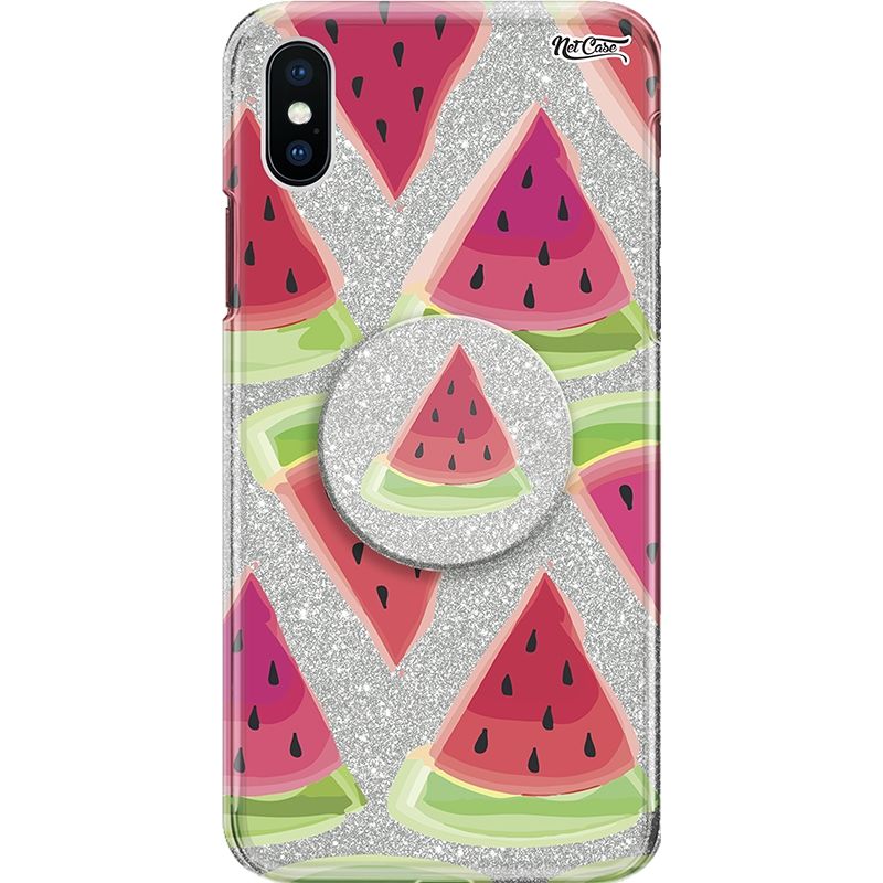 Capa Netcase Glitter + Pop 3in1 Prata - Cortes de Melancia