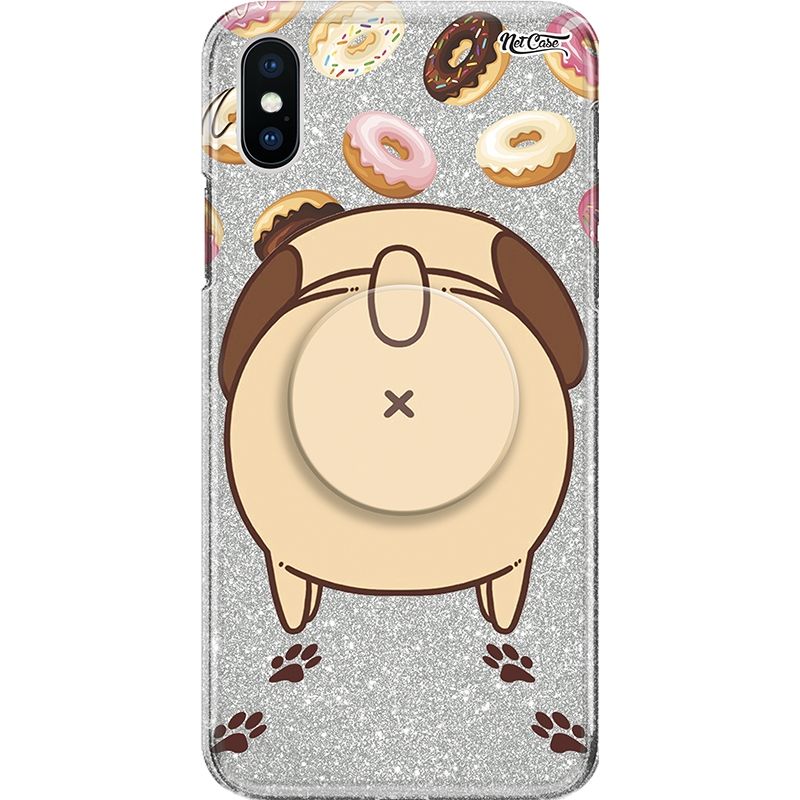 Capa Netcase Glitter + Pop 3in1 Prata - Donuts and Pug Paws