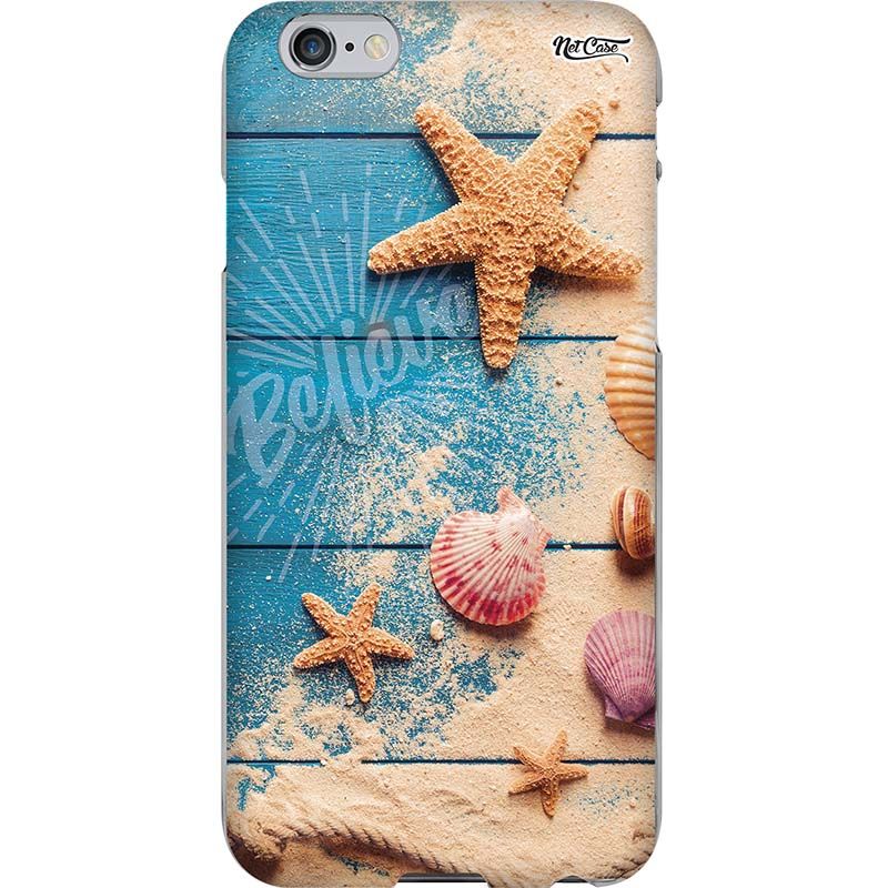 Capa Silicone NetCase Chapada Madeira Conchinhas e Estrelas do Mar