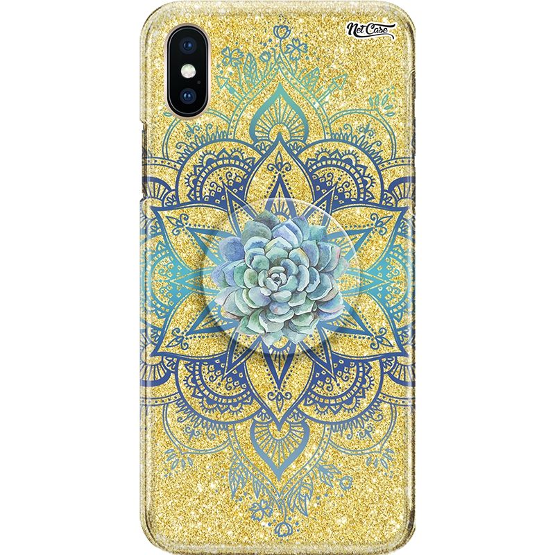 Capa Netcase Glitter + Pop 3in1 Dourado - Blue Lotus Flower
