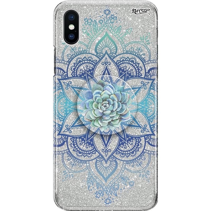 Capa Netcase Glitter + Pop 3in1 Prata - Blue Lotus Flower