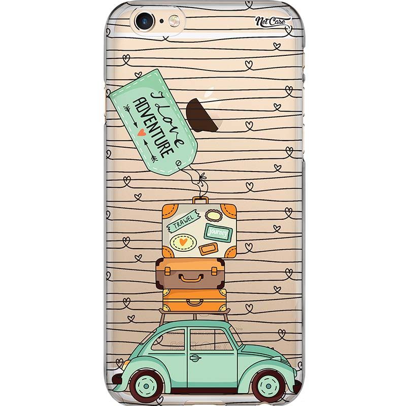 Capa Silicone NetCase Transparente Fusca: I Love Adventure Verde