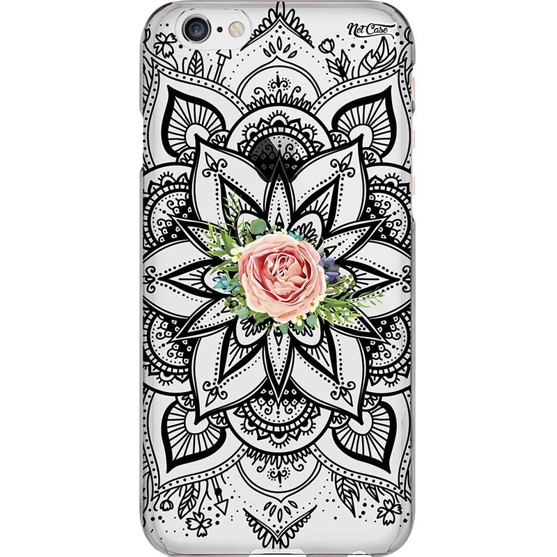 Capa Silicone NetCase Transparente Black Lotus Flower and Rose