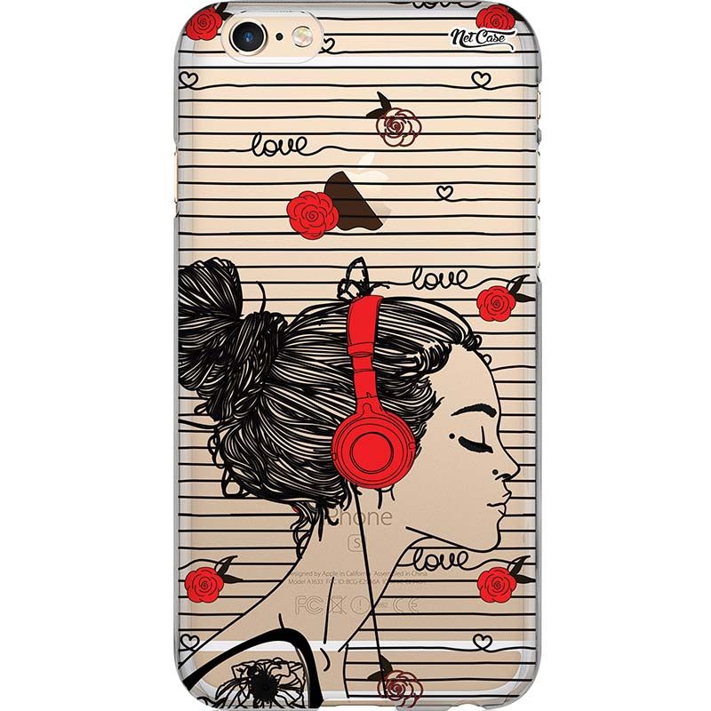 Capa Silicone NetCase Transparente Girl Headphone