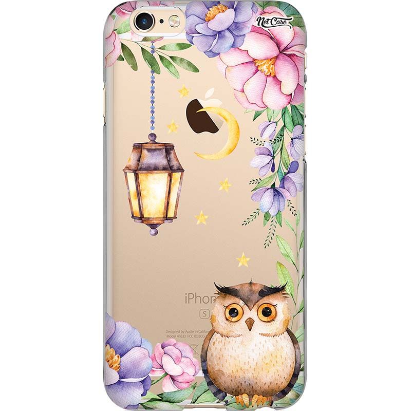 Capa Silicone NetCase Transparente Coruja Floral Luminária