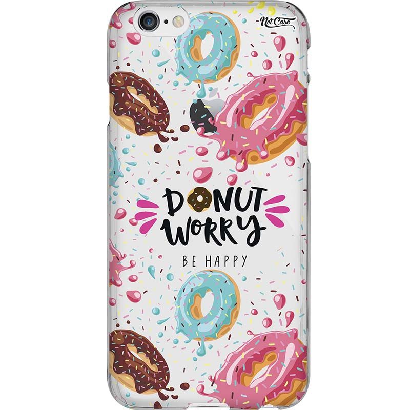 Capa Silicone NetCase Transparente Donuts Colors: Donut Worry Be Happy