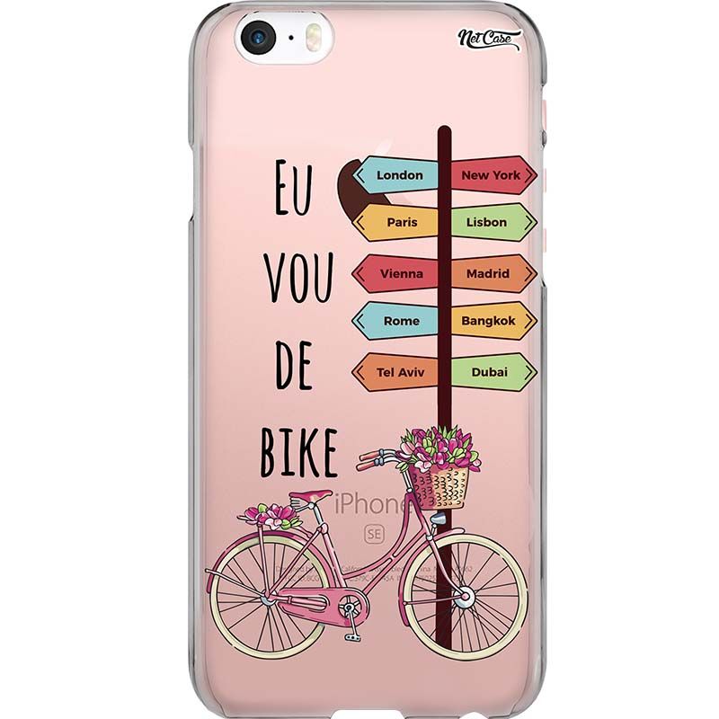 Capa Silicone NetCase Transparente 'Eu Vou de Bike'