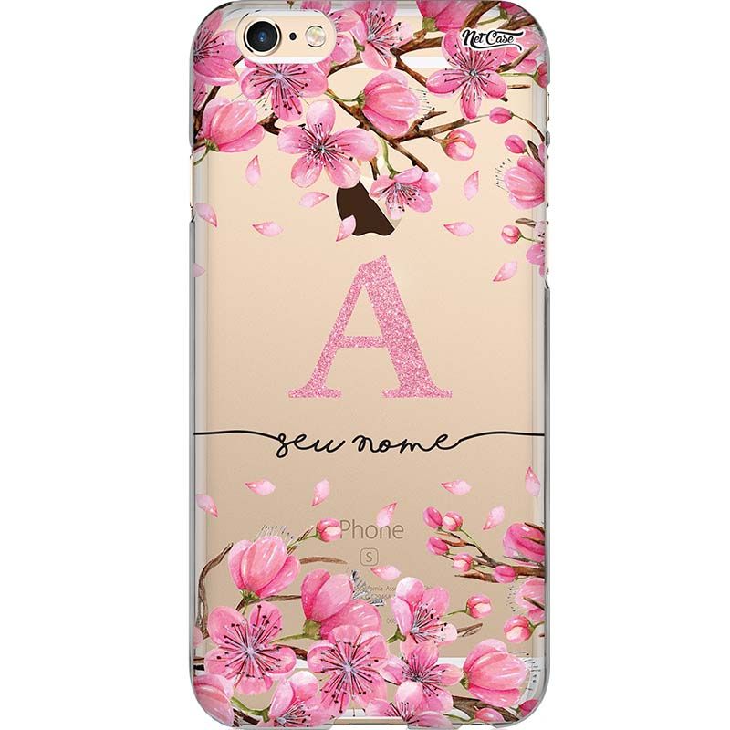 Capa Silicone NetCase Transparente Letra Efeito Glitter Floral