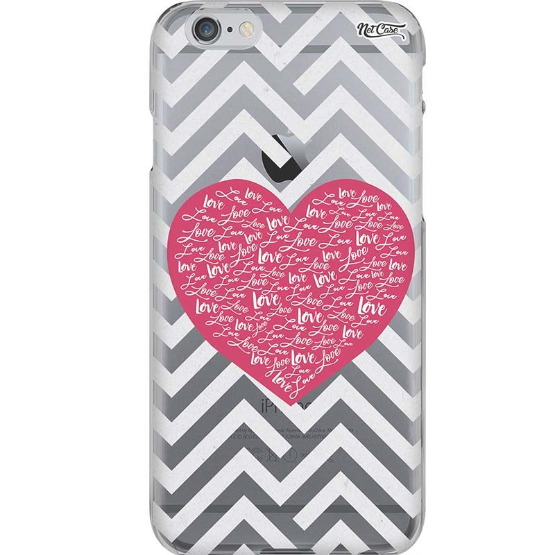 Capa Silicone NetCase Transparente Zig Zag Coração Love