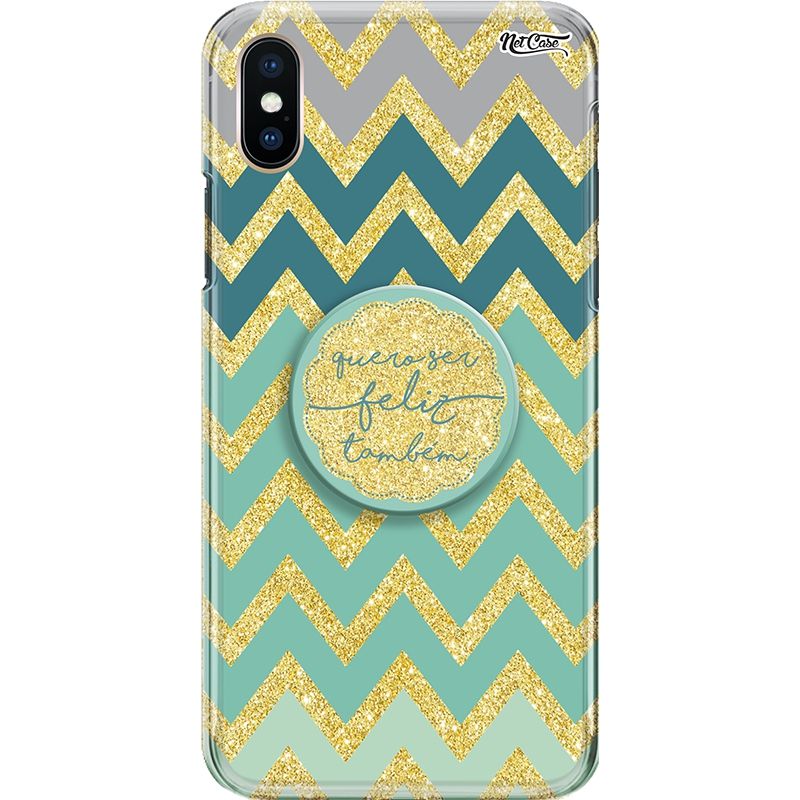 Capa Netcase Glitter + Pop 3in1 Dourado - Zig Zag 'Quero Ser Feliz Também'