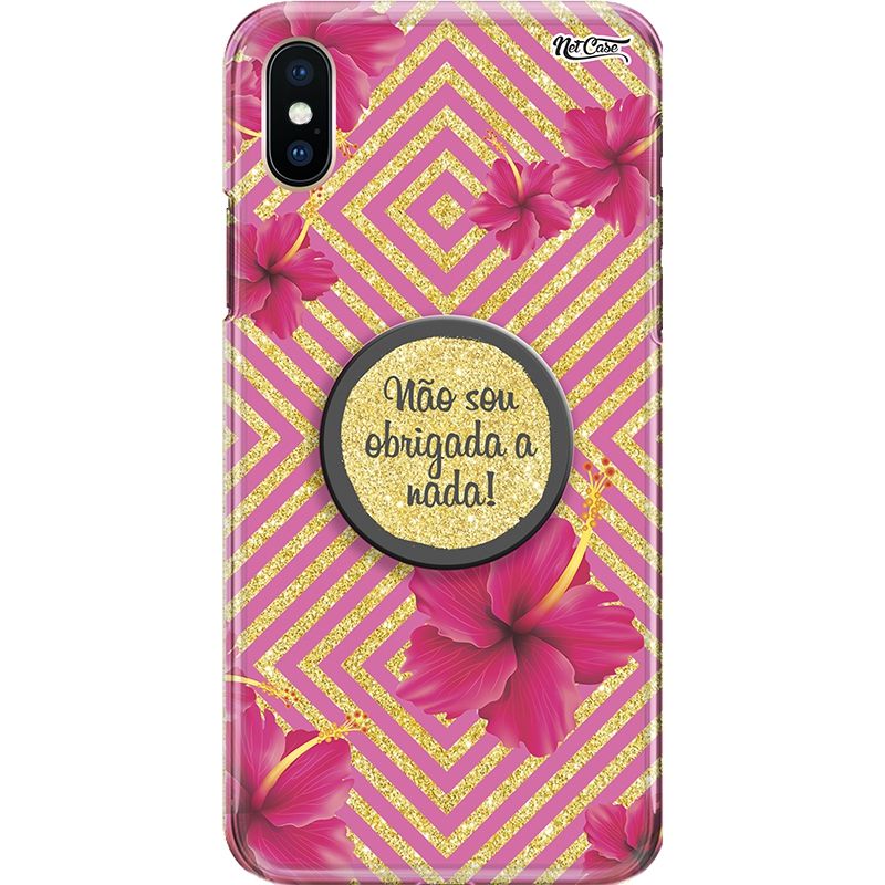 Capa Netcase Glitter + Pop 3in1 Dourado - Floral Não Sou Obrigada a Nada!