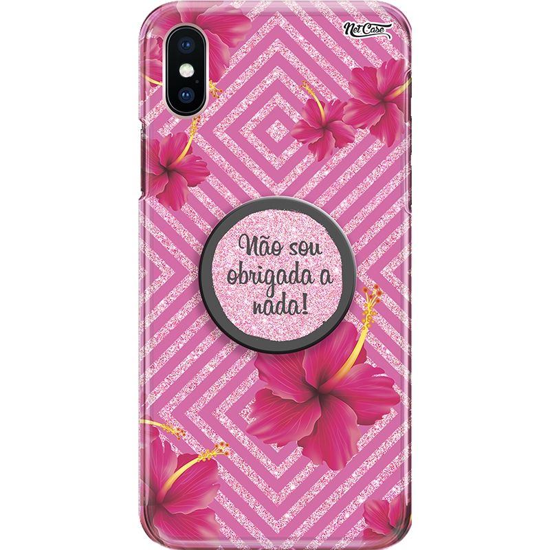 Capa Netcase Glitter + Pop 3in1 Rosa - Floral Não Sou Obrigada a Nada!