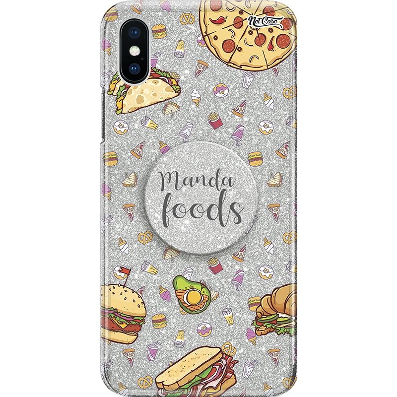 Capa Netcase Glitter + Pop 3in1 Prata - Manda Foods