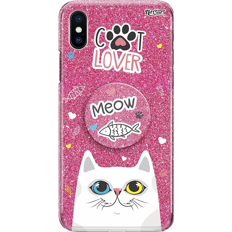 Capa Netcase Glitter + Pop 3in1 Pink - Cat Lover Meow