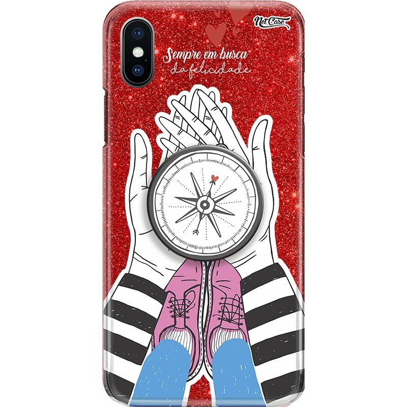 Capa Netcase Glitter + Pop 3in1 Vermelho - Sempre em Busca da Felicidade