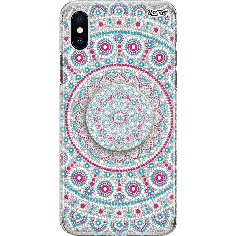 Capa Netcase Glitter + Pop 3in1 Prata - Mandala Pink and Blue