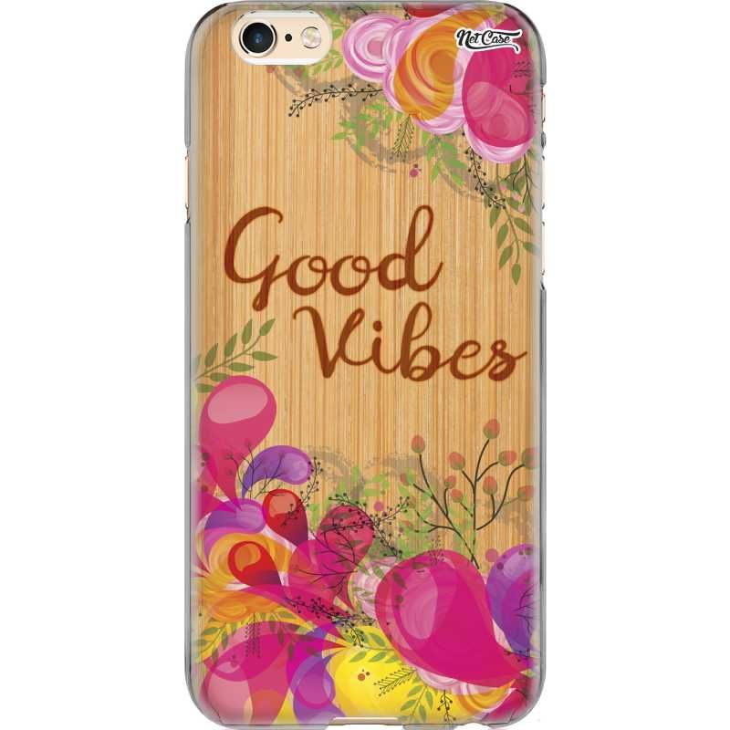 Capa Silicone NetCase Chapada Madeira Flores Good Vibes