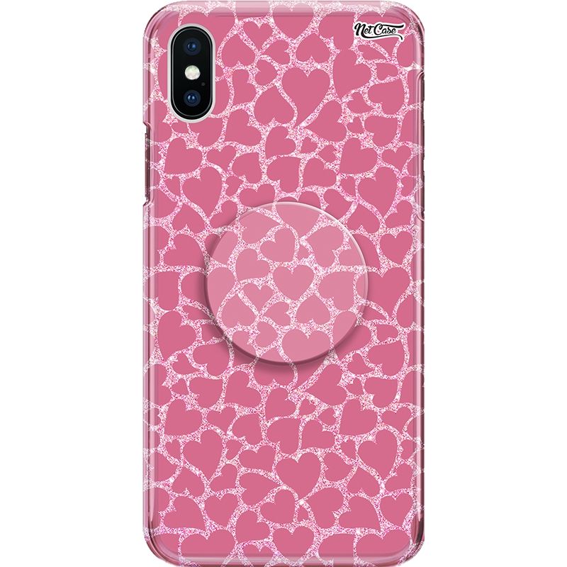 Capa Netcase Glitter + Pop 3in1 Rosa - Corações Rosa