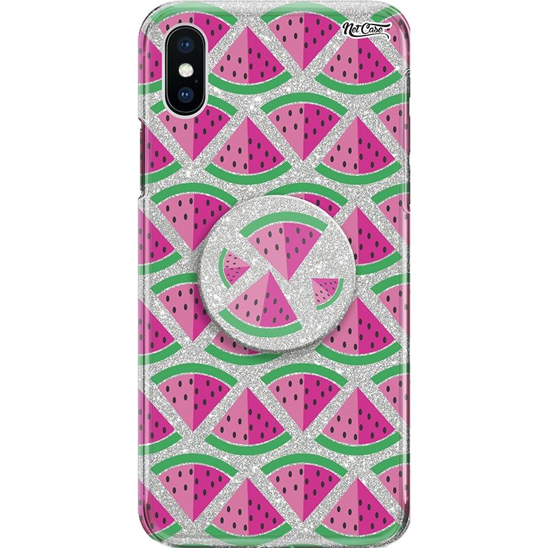 Capa Netcase Glitter + Pop 3in1 Prata - Melancias