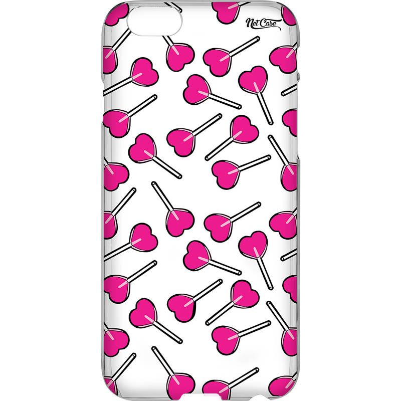 Capa Silicone NetCase Transparente Pirulitos de Coração