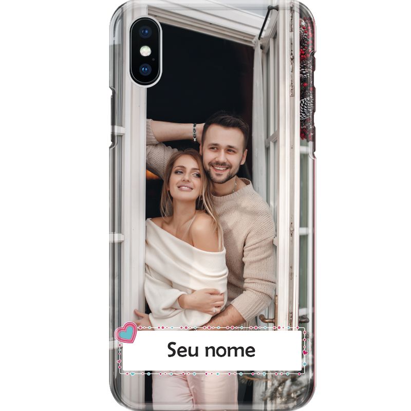 Capa Silicone NetCase Chapada Nome Letra de Imprensa Coração - Personalize Com Sua Foto