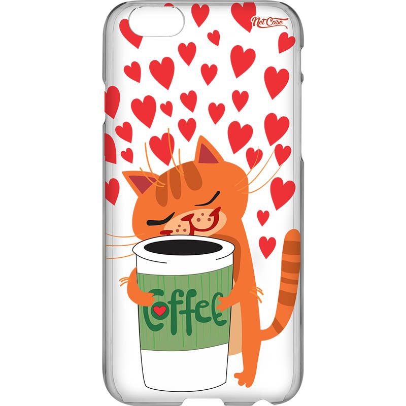 Capa Silicone NetCase Transparente Cat Loves Coffee