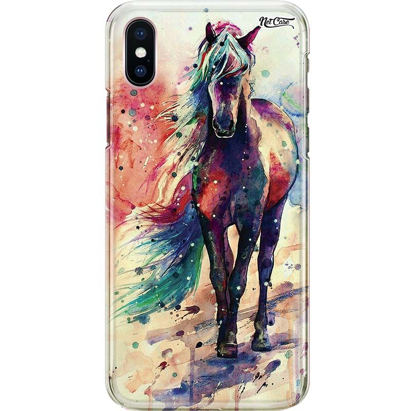 Capa Silicone NetCase Chapada Cavalo Aquarela Arco Íris