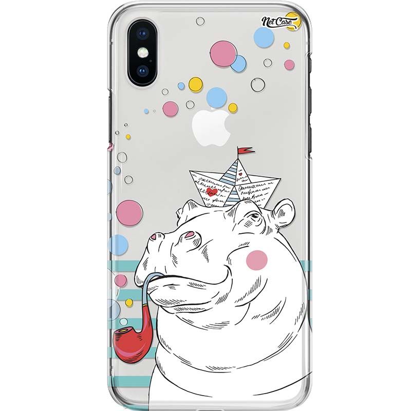Capa Silicone NetCase Transparente Hippo and Bubbles