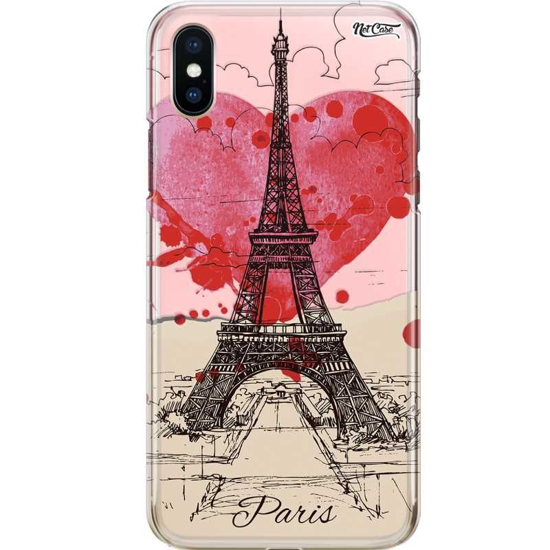 Capa Silicone NetCase Transparente Torre Eiffel Paris Coração