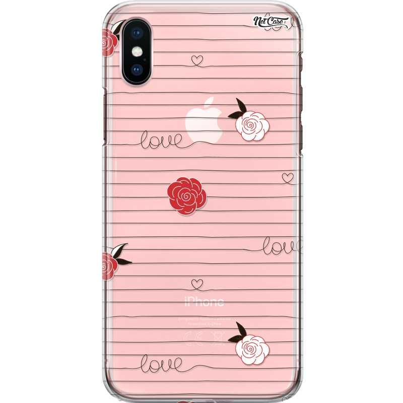 Capa Silicone NetCase Transparente Love Lines Florzinhas