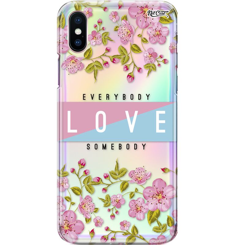 Capa Silicone NetCase Holográfica Flores Everybody LOVE Somebody