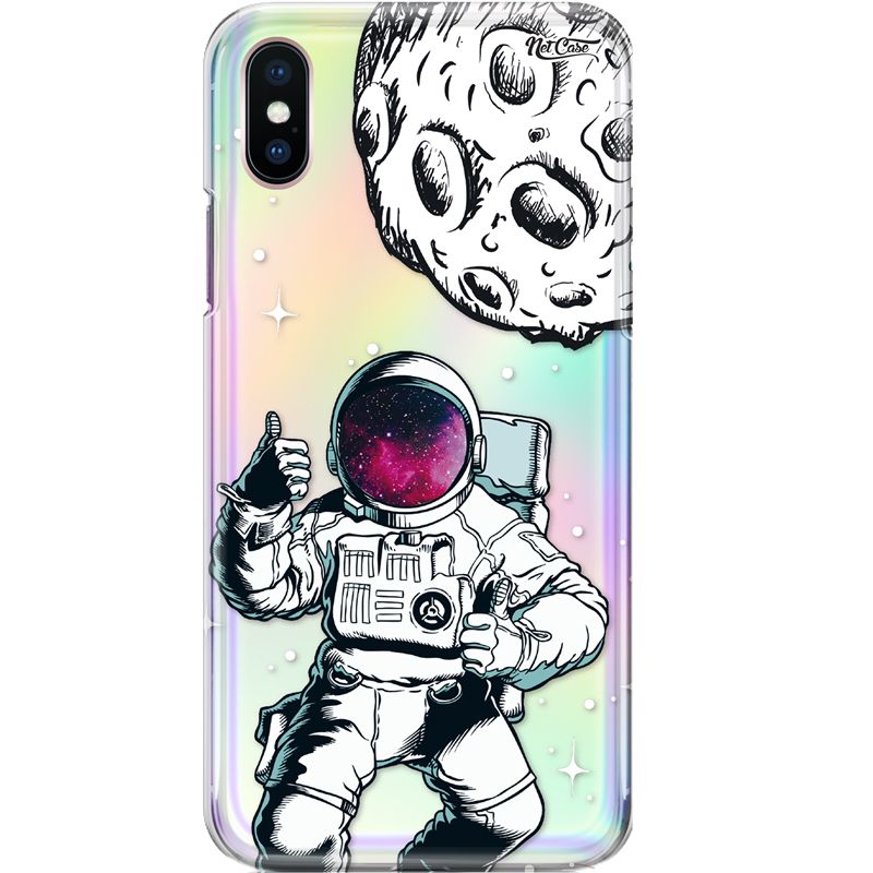 Capa Silicone NetCase Holográfica Astronaut Enjoying Asteroid