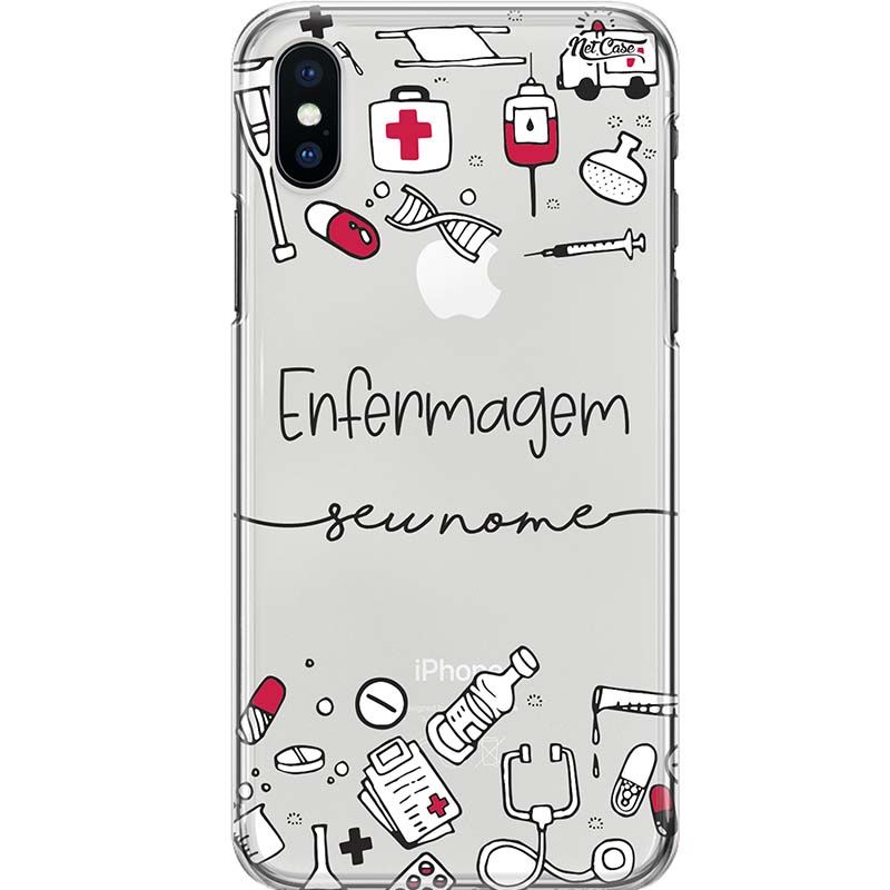 Capa Silicone NetCase Transparente Profissão Enfermagem