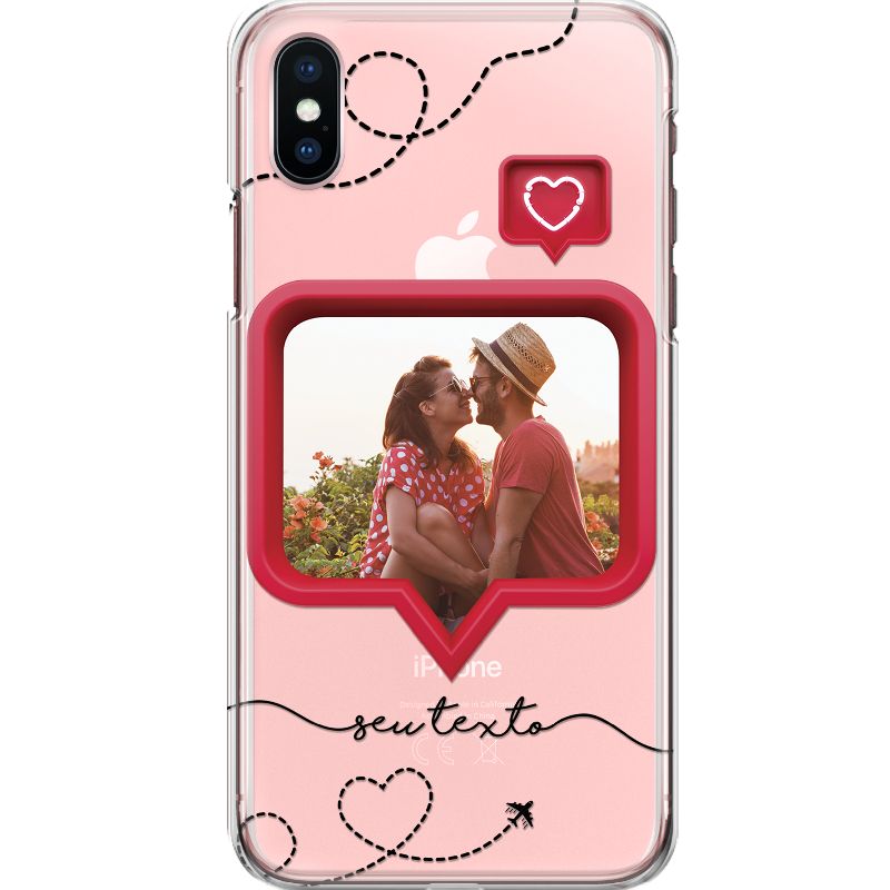 Capa Silicone NetCase Transparente Balão Mensagem + Texto Cursivo - Personalize Com Sua Foto